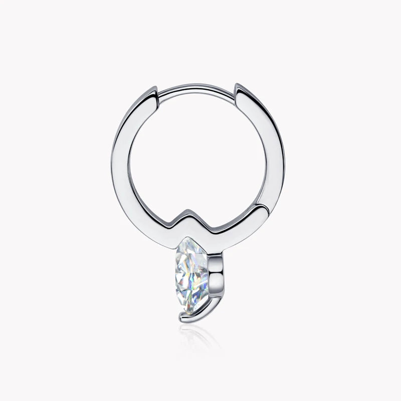 Solitaire 1ct D Moissanite Earrings, Sterling Silver