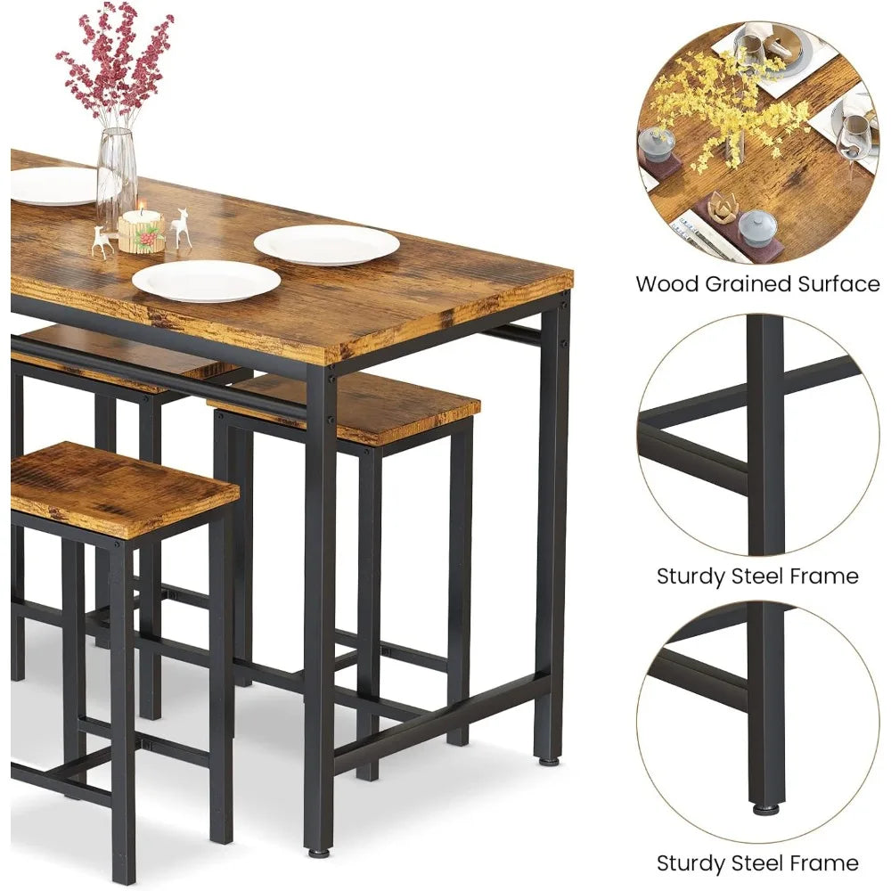 Bar Height Table and 4 Bar Stools
