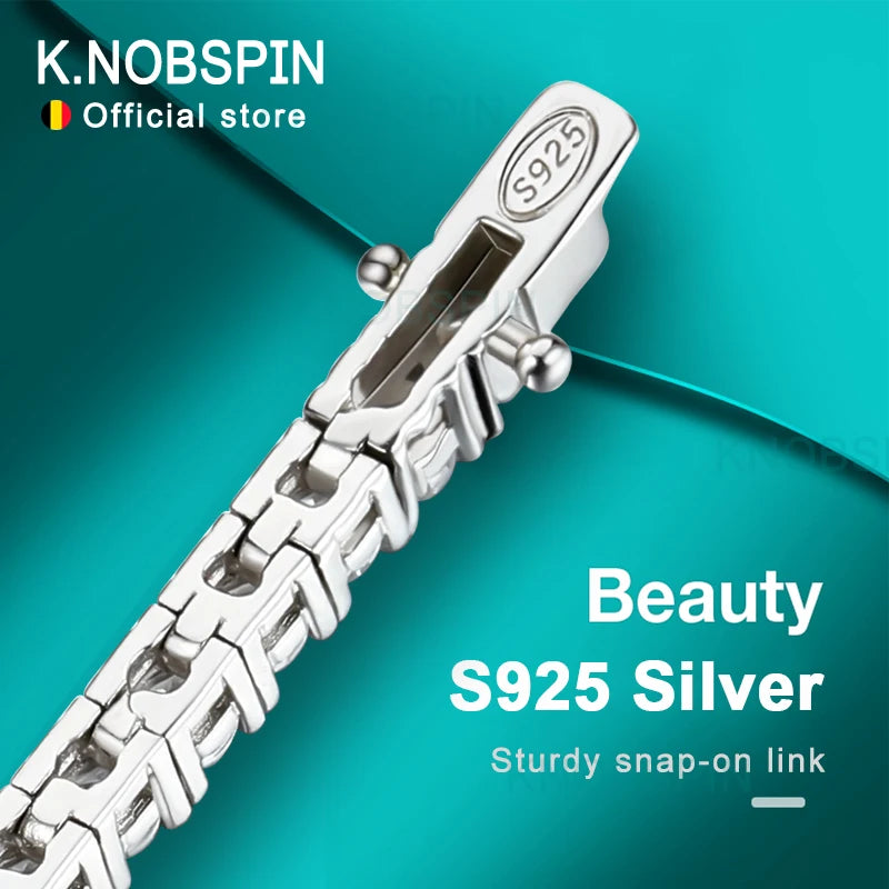 Knobspin 3mm 4mm Moissanite Bracelet Full Diamond GRA 925 Silver Plated 18k