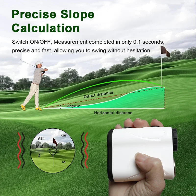Golf/Hunting Laser Rangefinder 600m Slope, High Accuracy Range Finder with Vibration Flag-Lock Angle