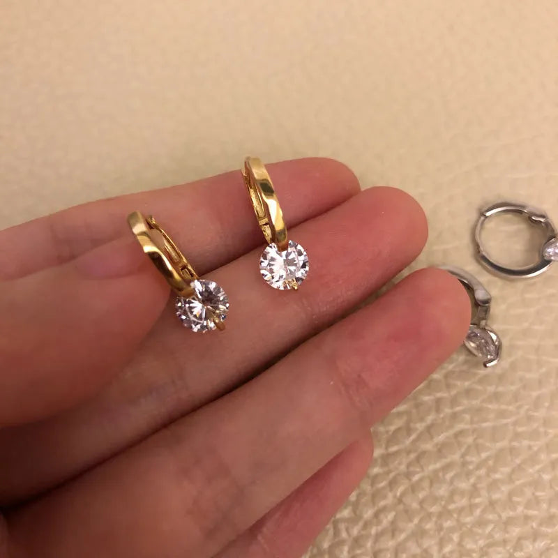 Solitaire 1ct D Moissanite Earrings, Sterling Silver