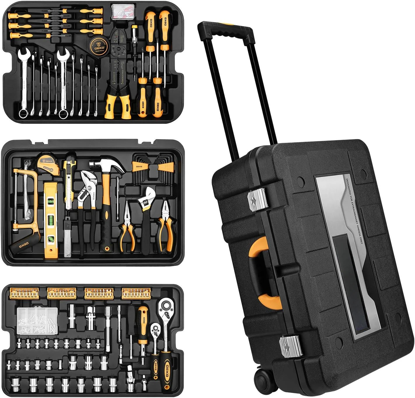 258 Piece Tool Kit with Rolling Tool Box
