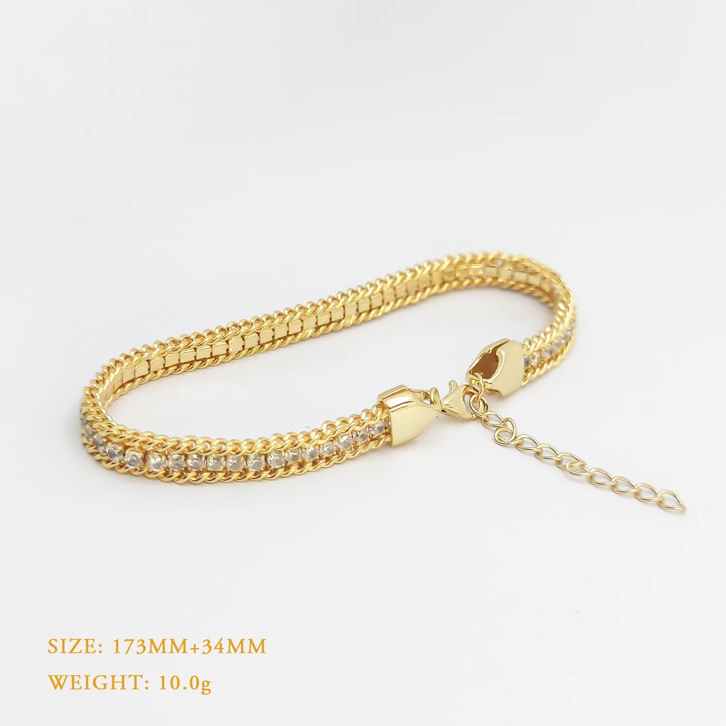 HESHI 925 Sterling Silver with Platinum Plated/18k Gold-Plated Woven Cubic Zirconia Bracelet