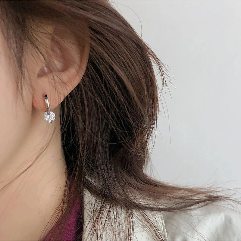 Solitaire 1ct D Moissanite Earrings, Sterling Silver