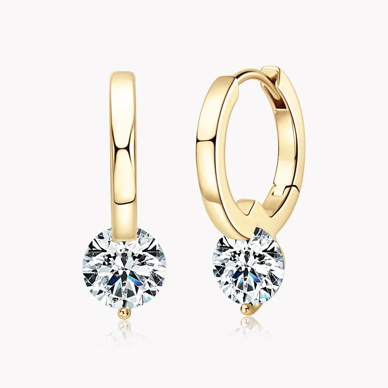 Solitaire 1ct D Moissanite Earrings, Sterling Silver