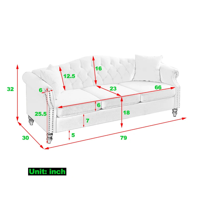 79" Chesterfield Sofa Beige Velvet