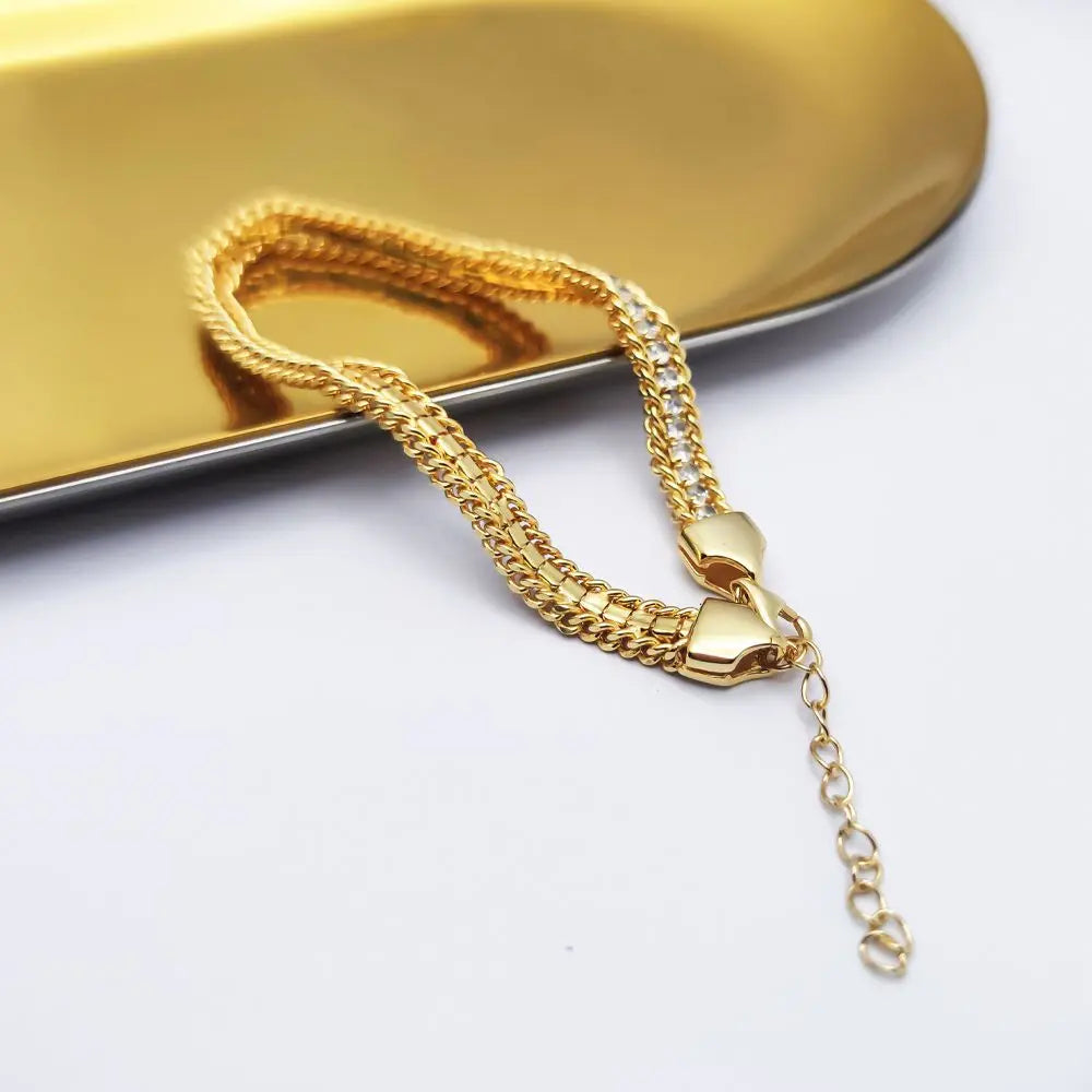 HESHI 925 Sterling Silver with Platinum Plated/18k Gold-Plated Woven Cubic Zirconia Bracelet