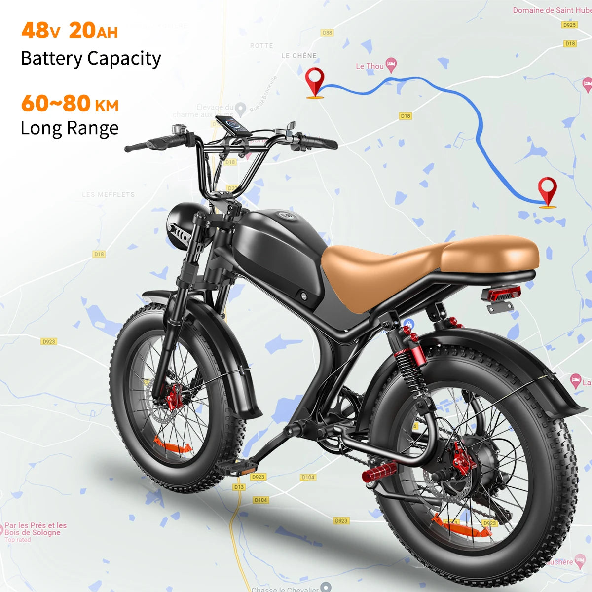 Fat Tire B10 1000W Motor E Bike 48V 20Ah Off Road 20"X4"