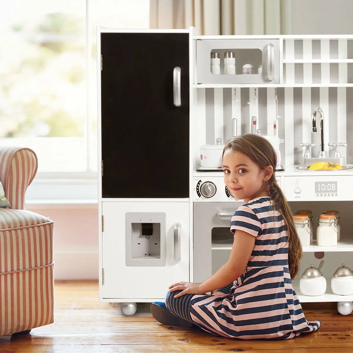 Kids Kitchen Playset w/Utensils, Sounds & Wordpad