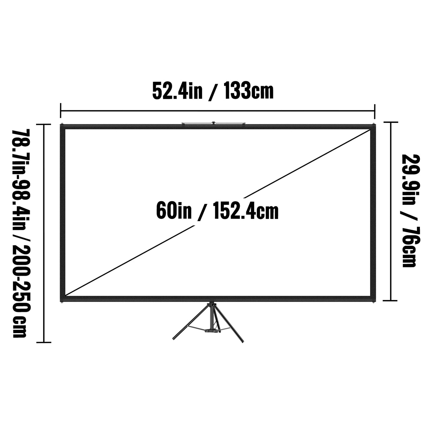 VEVOR 60 70 80 90 100 110" Tripod Projector Screen W/ Stand 16:9 4K HD