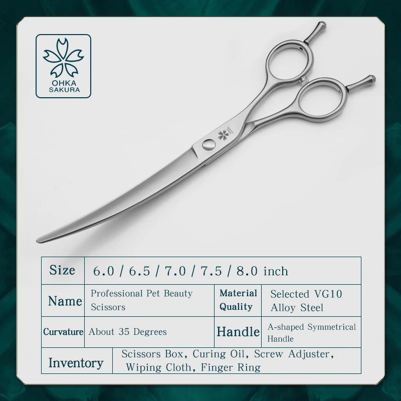 Professional pet beauty big curved scissors