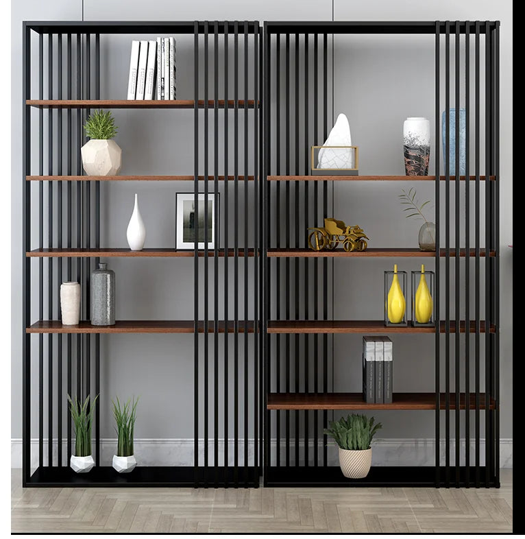 Nordic luxury wrought iron floor shelf  Simple line Model