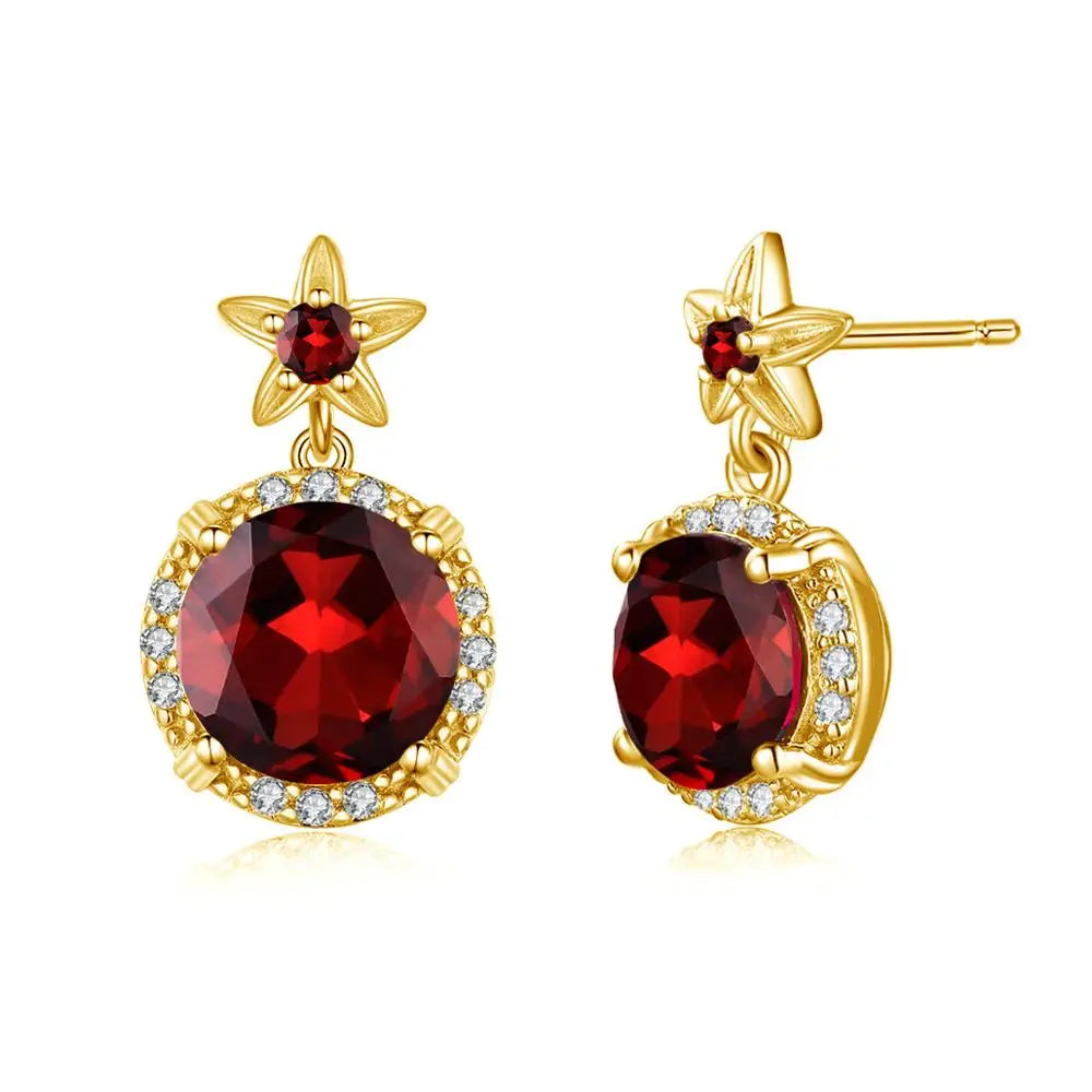 Szjinao 14K Gold Jewelry Sets Garnet With Diamond Silver 925