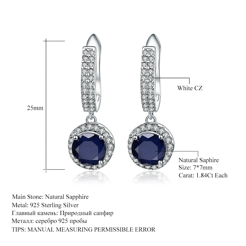 Gem's Ballet Natural Blue Sapphire, Pure 925 sterling silver, Drop Earrings