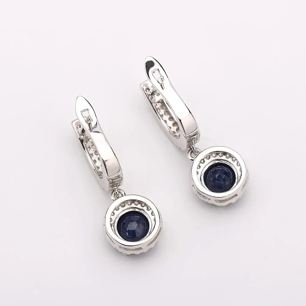 Gem's Ballet Natural Blue Sapphire, Pure 925 sterling silver, Drop Earrings