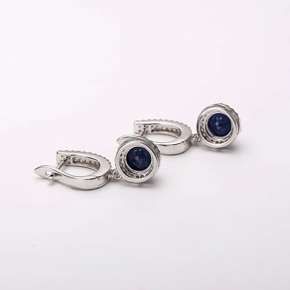 Gem's Ballet Natural Blue Sapphire, Pure 925 sterling silver, Drop Earrings