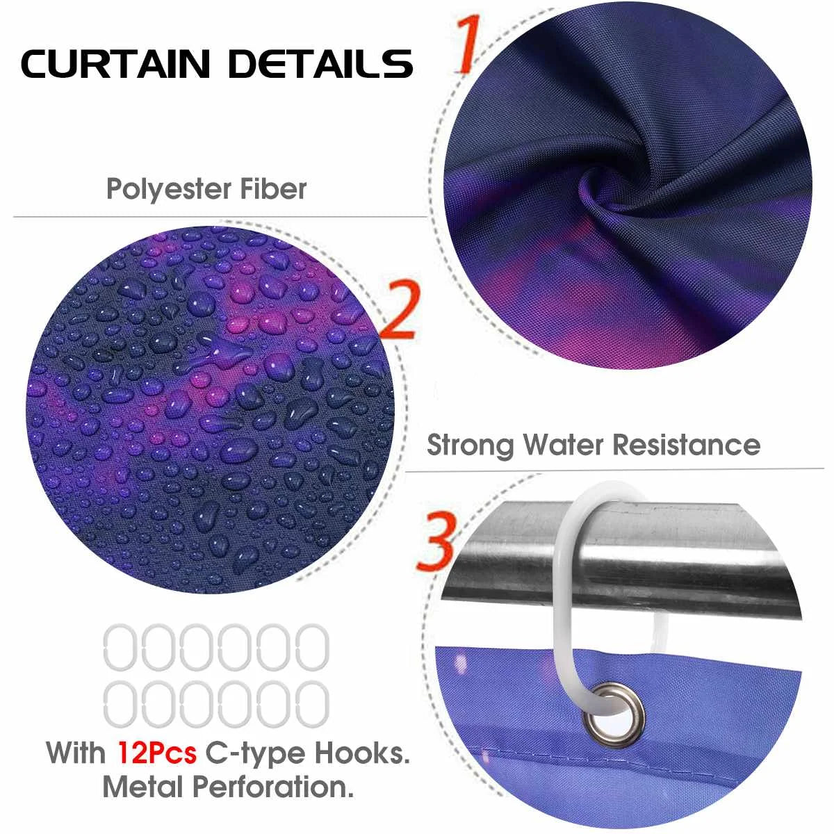 4/3/1PCS Shower Curtain, Toilet Seat Cover, Mat Non-Slip Rug Set