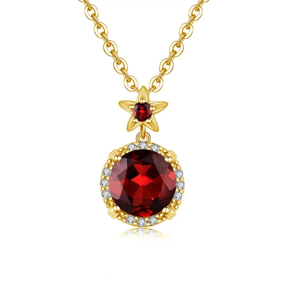 Szjinao 14K Gold Jewelry Sets Garnet With Diamond Silver 925