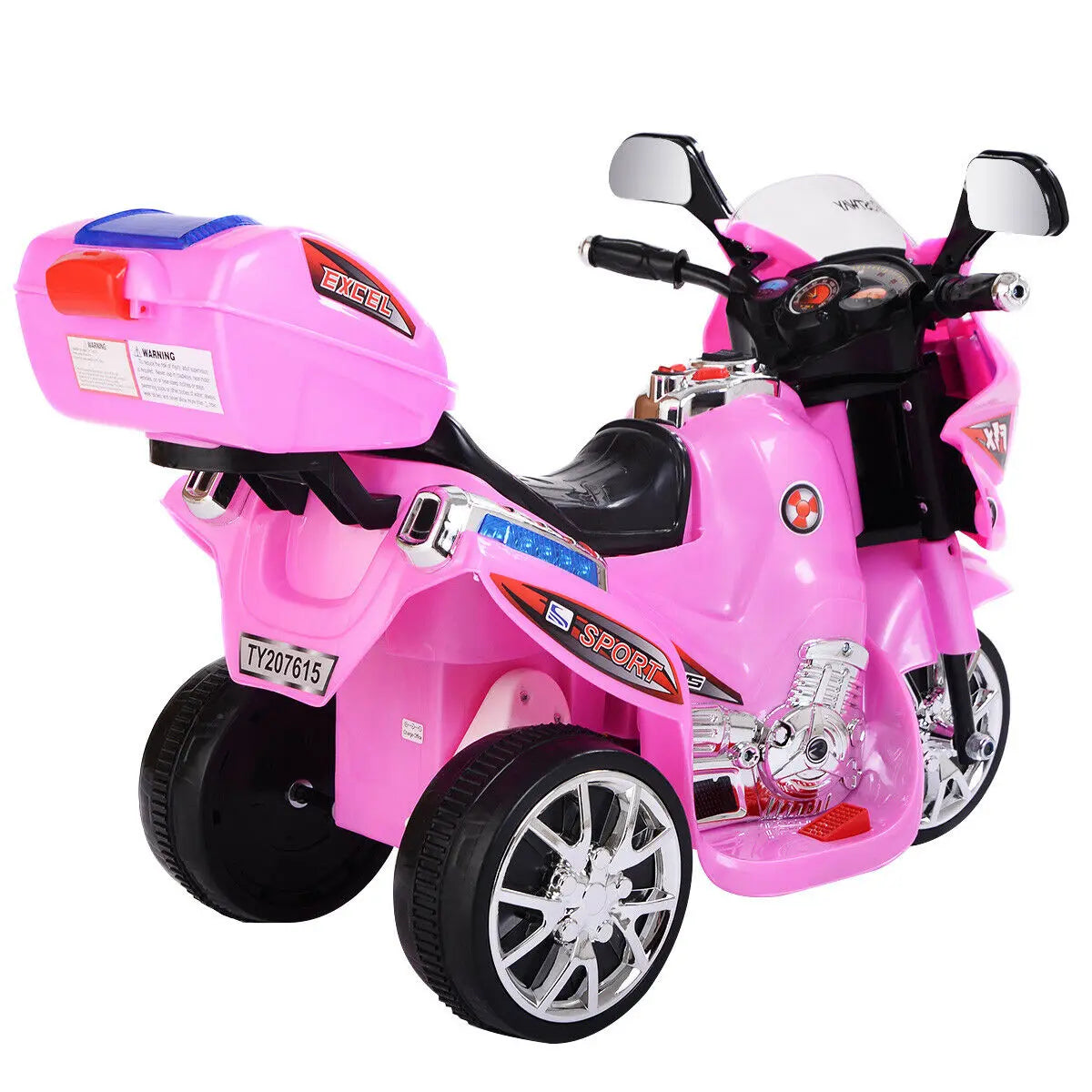 1.86 MPH 3 Wheel Black Ride On Motorcycle Battery Powered Bicycle Kids Toy GiftTY327423