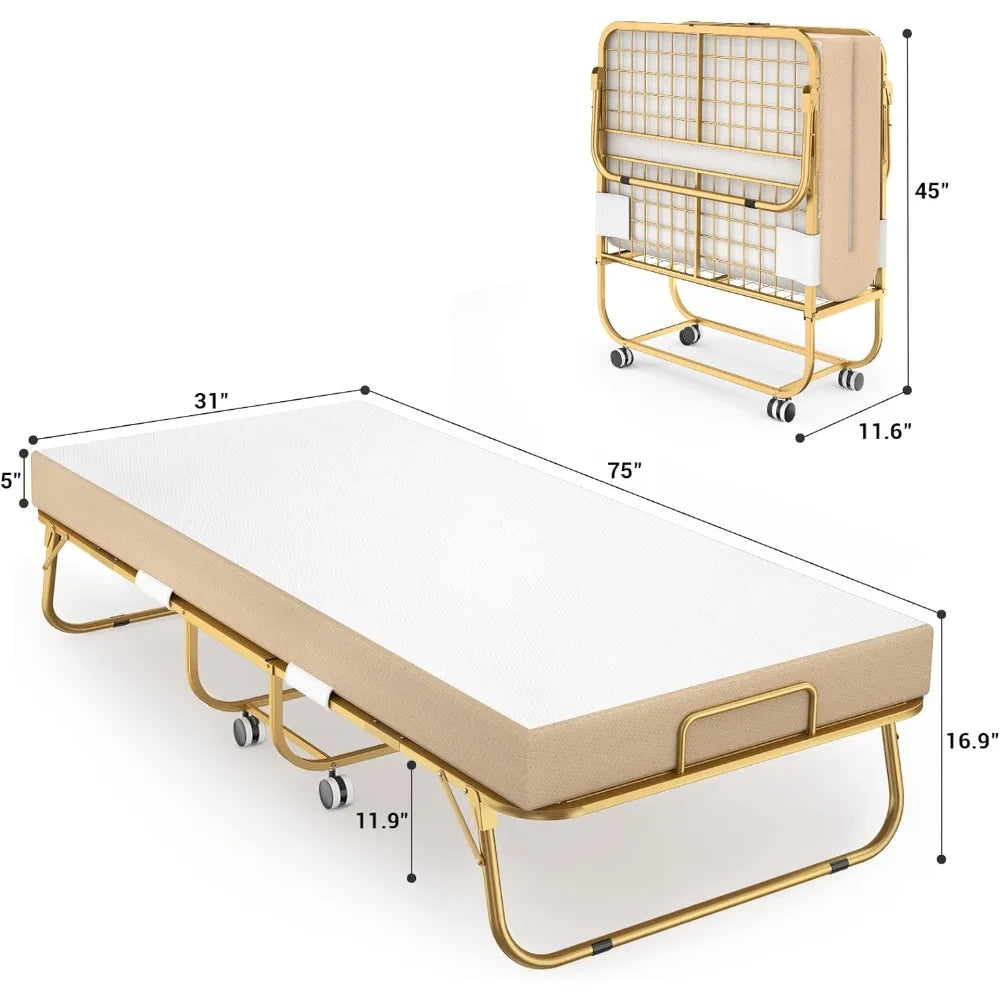 Guest Bed on Wheels, Luxury Gold, Multifunction-bed 75” X 31”