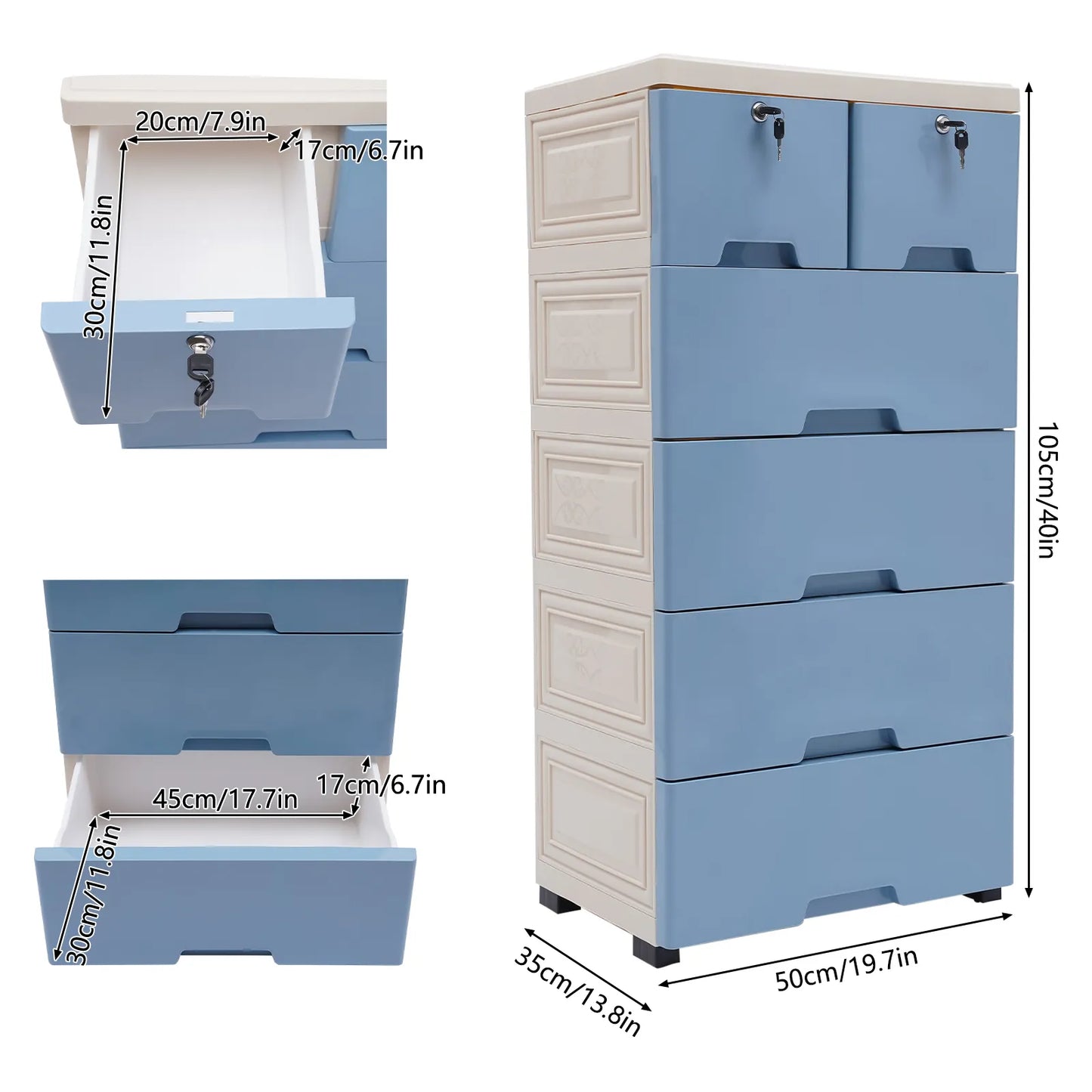 Classic 6-Drawer Plastic Dresser Storage Tower