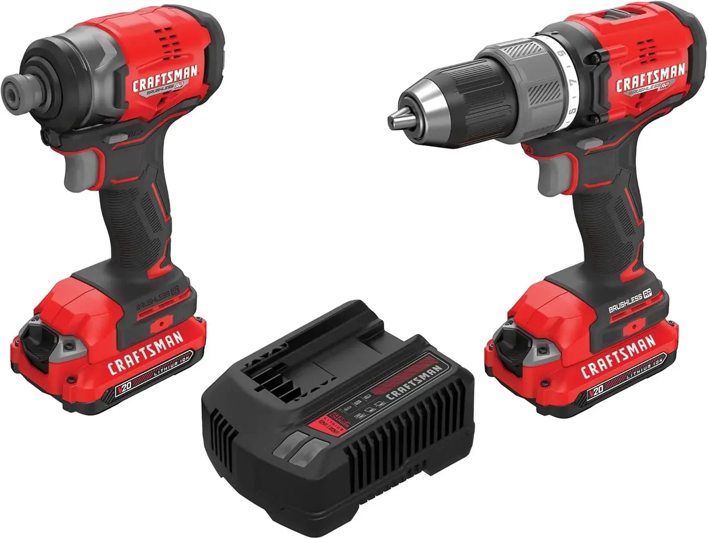 20 Cordless Drill and Impact Driver, Brushless, Combo Kit, 2 Batteries 1 Charger Included (CMCK211C2)