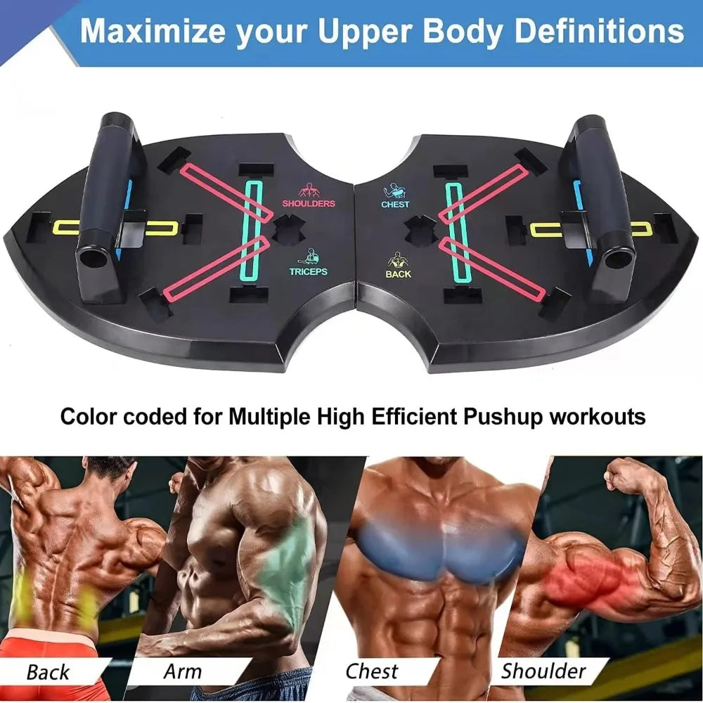 Multi-Functional Push Up Board with Resistance Bands, Portable.