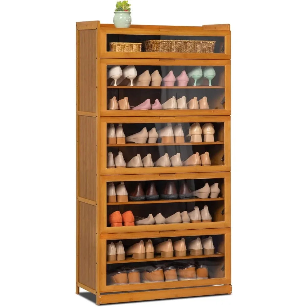 9 Tier Bamboo Free Standing Shoe Rack/Home Cabinet