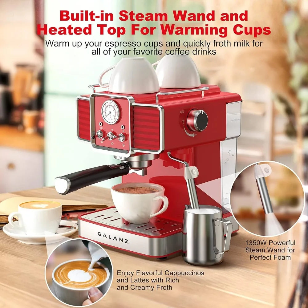 15 Bar Pump Professional Cappuccino and Latte Machine with Milk Frother