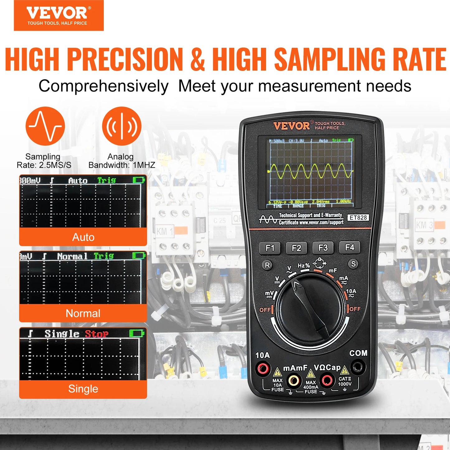 VEVOR 2-in-1 Handheld Digital Automotive Repair Circuit Testing 2.5MS/S 1MHZ