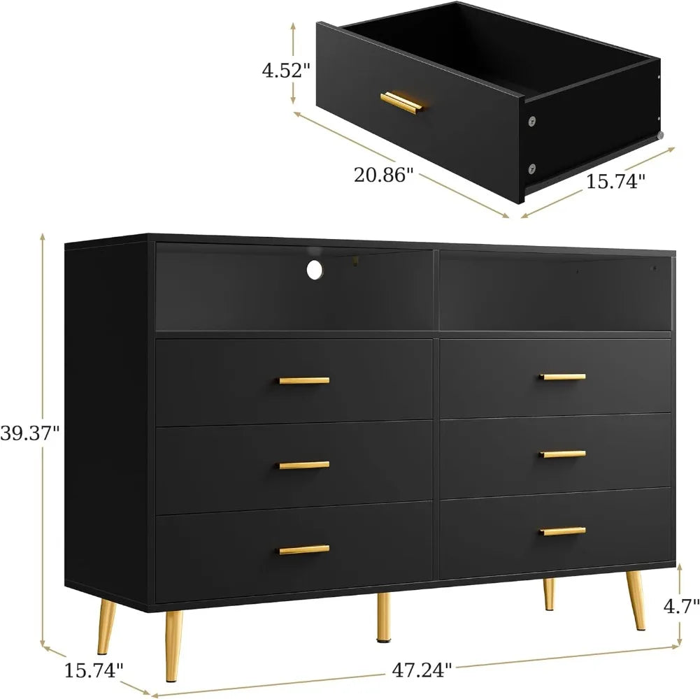 6 Drawer Black Dresser w/LED lights