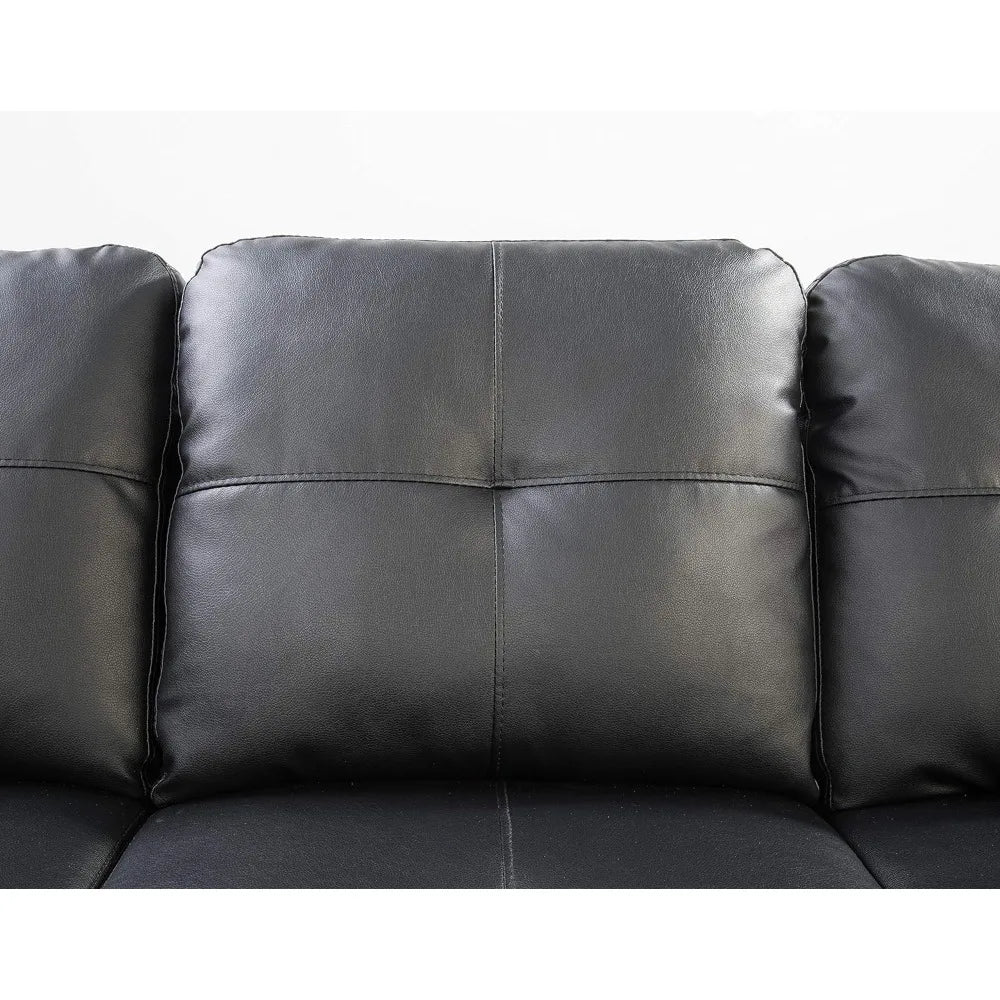 L-shaped sofa seats-6, faux leather upholstered sectional sofa