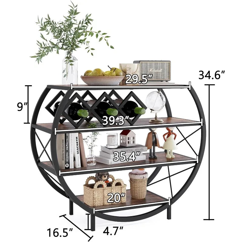 Industrial Entryway/Console Table 4-Tier Open Storage Shelf