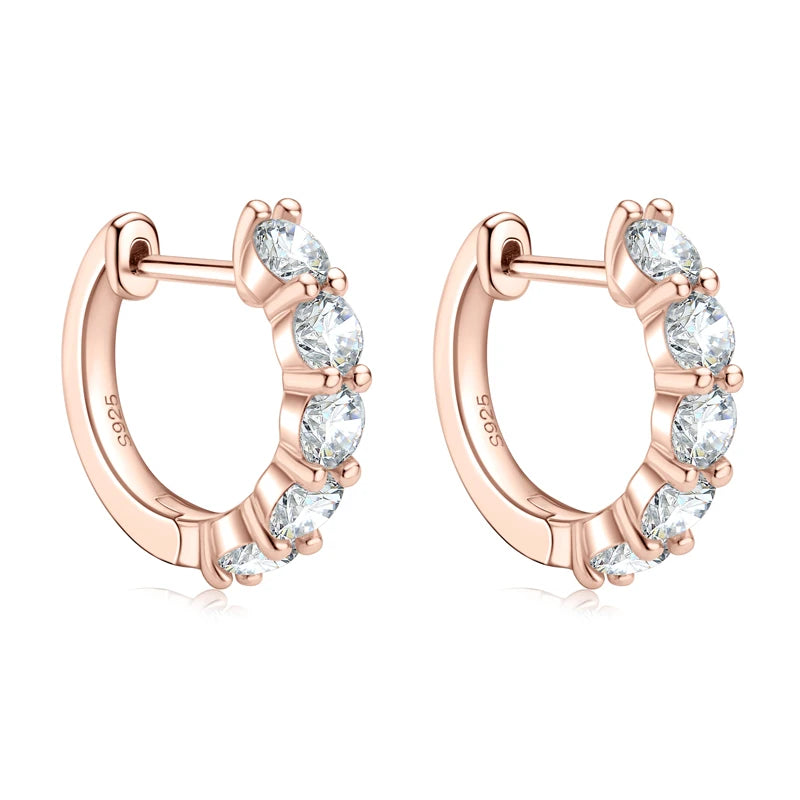 3.5mm D Color Moissanite Hoops Earring 925 Silver Rose Gold Plated