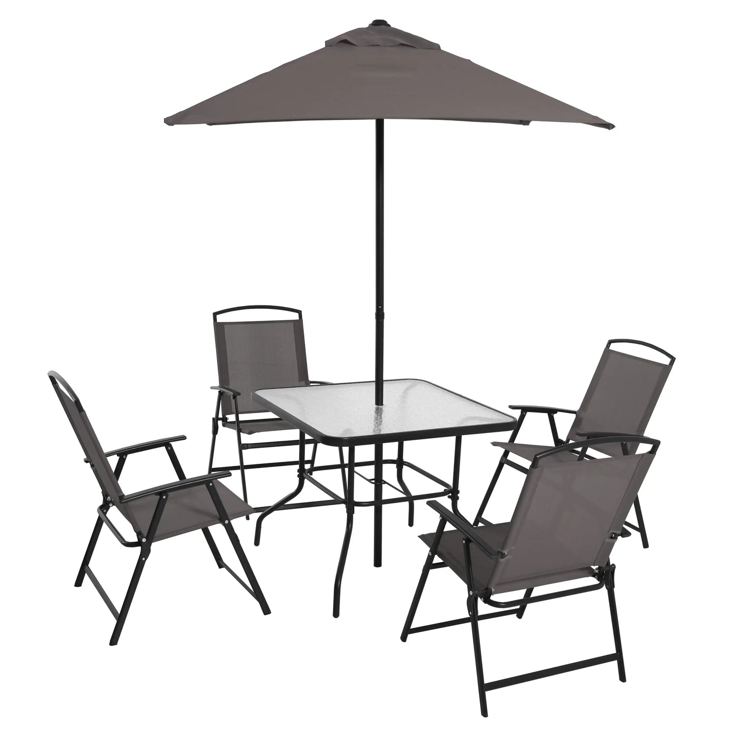 6 Piece Outdoor Patio Dining Set includes Umbrella