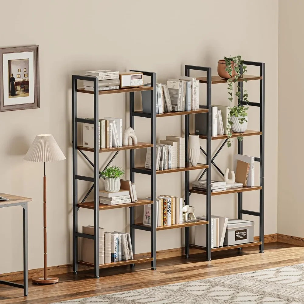 4 Tier Bookcase with 11 Open Display Shelves, Wide