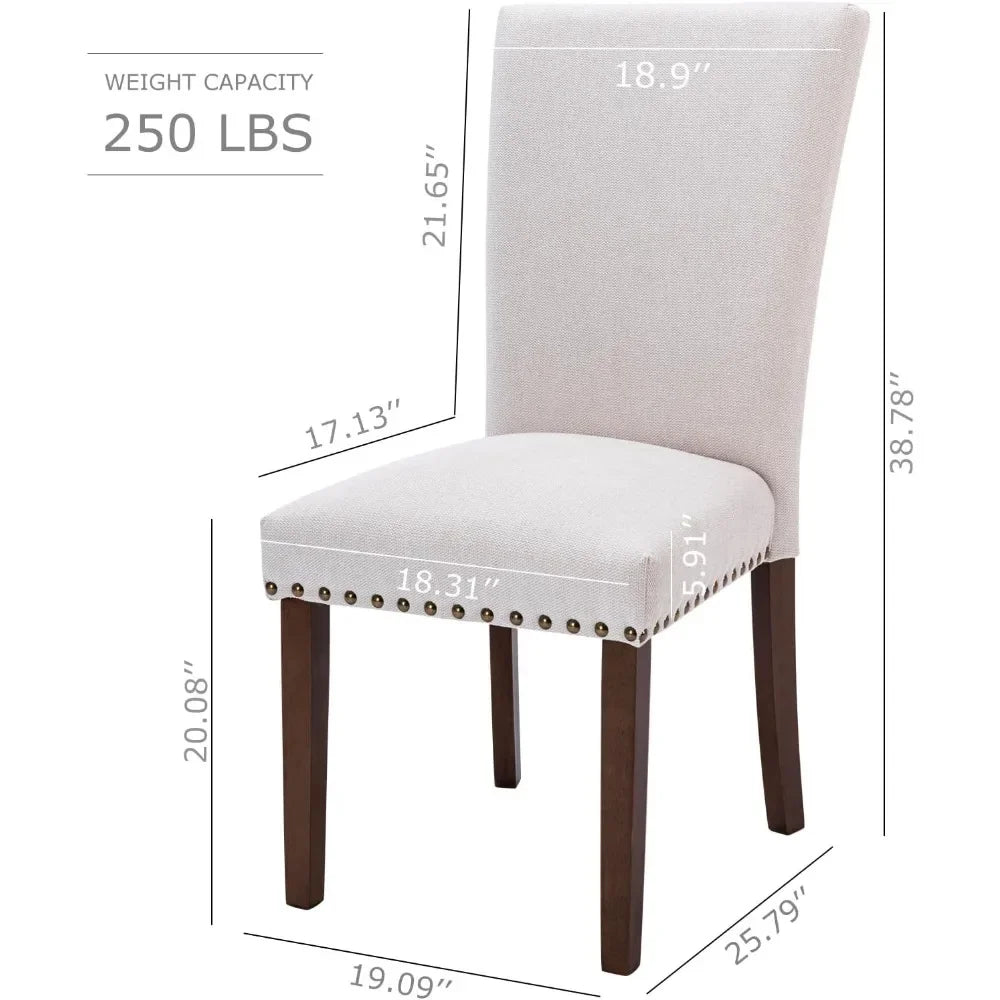 4 Pc. Fabric Dining Chairs Set, w/Nail head Trim & Wood Legs, (Chairs Only)