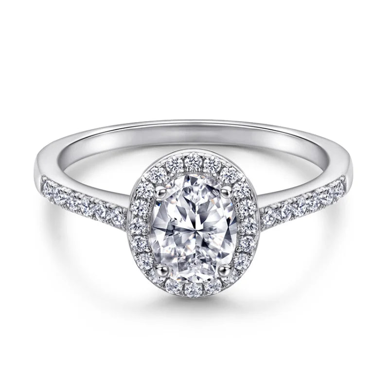 Oval 1.5 Carat Moissanite Engagement Ring Sets