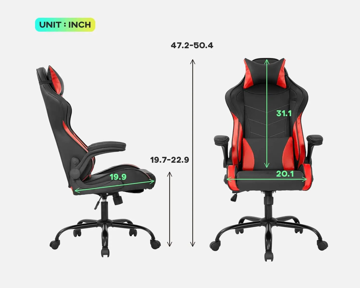 PC Gaming/Office Chair w/Lumbar Support, Headrest, Flip up Armrest, Task Rolling, Swivel Ergonomic Adjustable