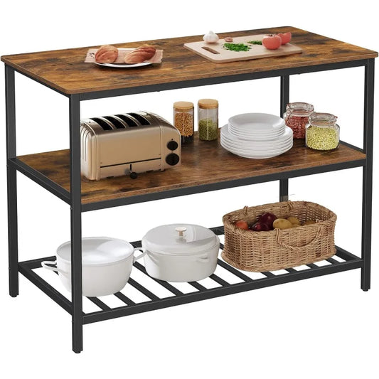 VASAGLE Kitchen Island with 3 Shelves, 47.2"