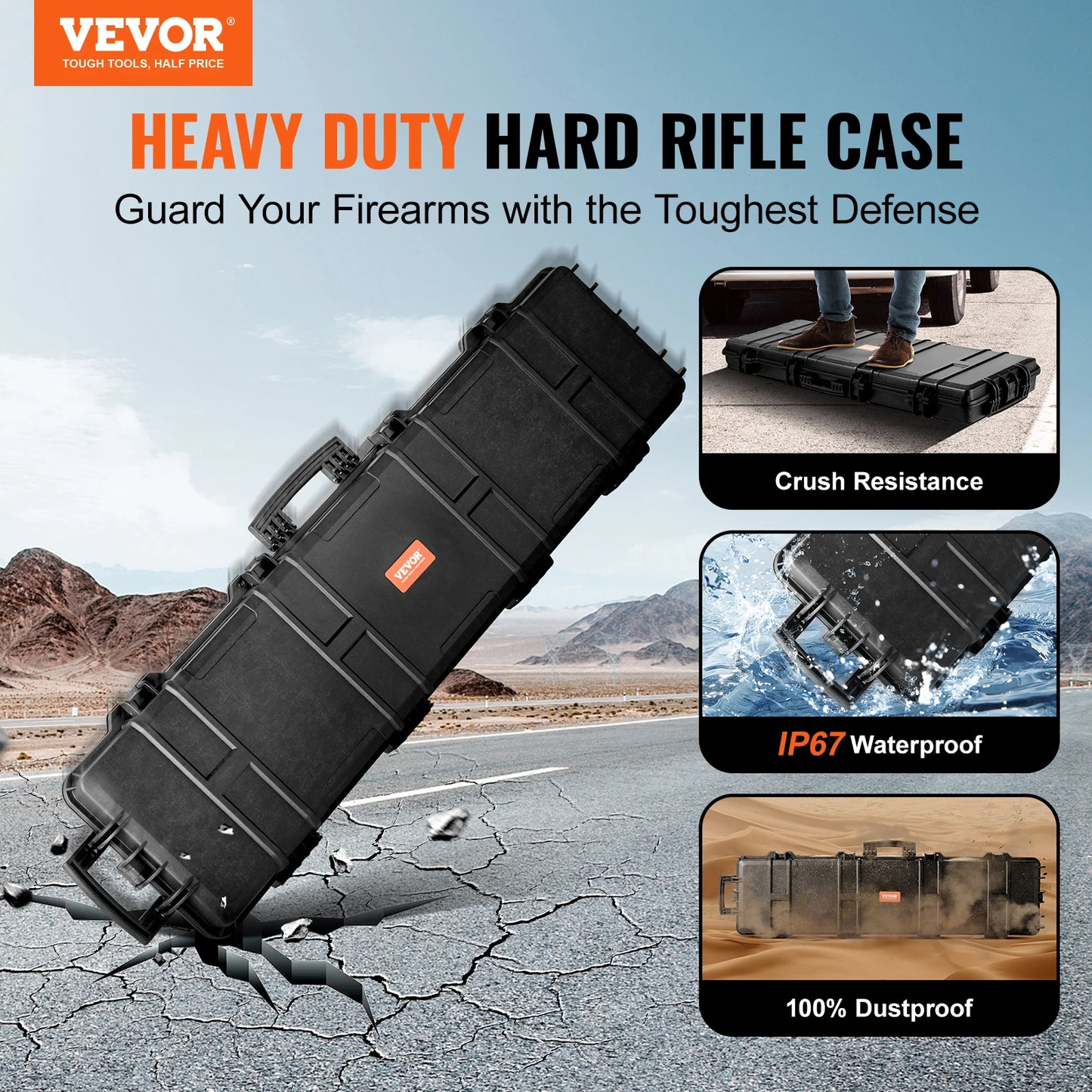 VEVOR Hard Case Gun Storage W/ 2 Casters Shockproof & Waterproof