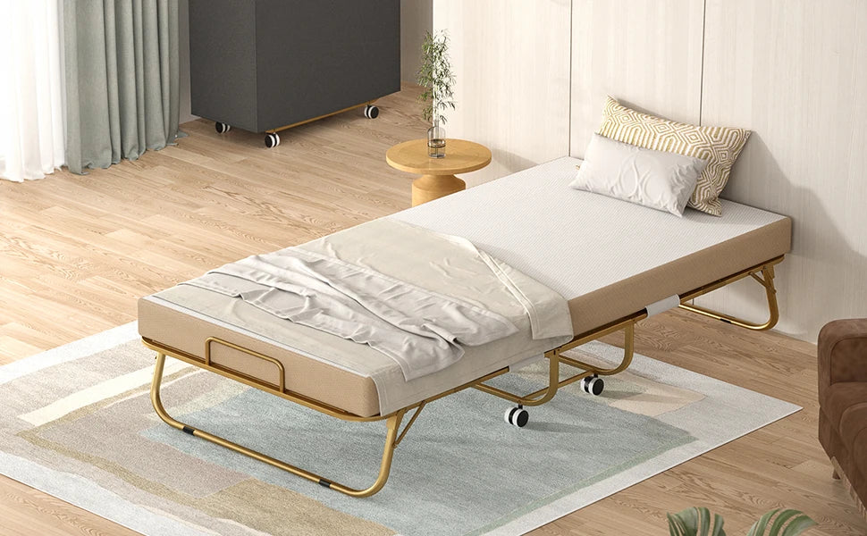 Guest Bed on Wheels, Luxury Gold, Multifunction-bed 75” X 31”