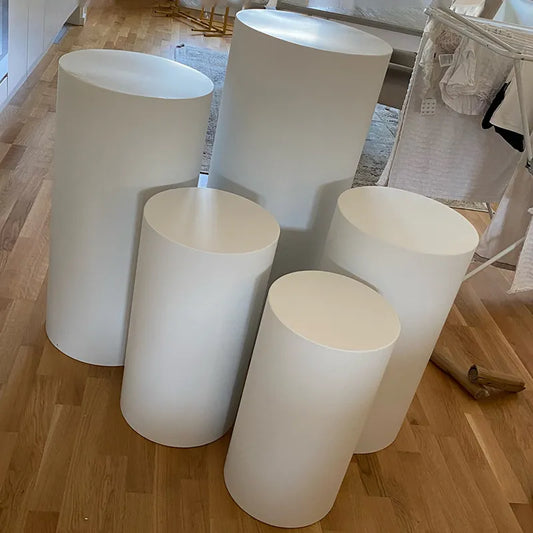 3/5pcs White Cylinder Table Pedestal Stand