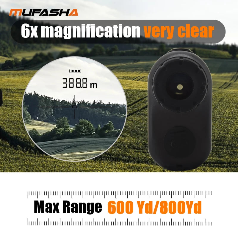 MUFASHA-Laser for Hunting/Golf w/Ramp Compensation, Angle, Height Measurement, Vibrations Feedback, Type-C