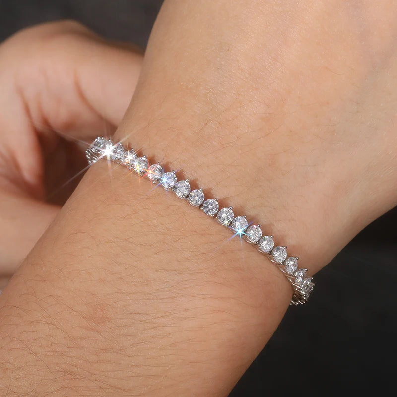 3mm vvs1 3 claws Moissanite Tennis Bracelet 925 Silver