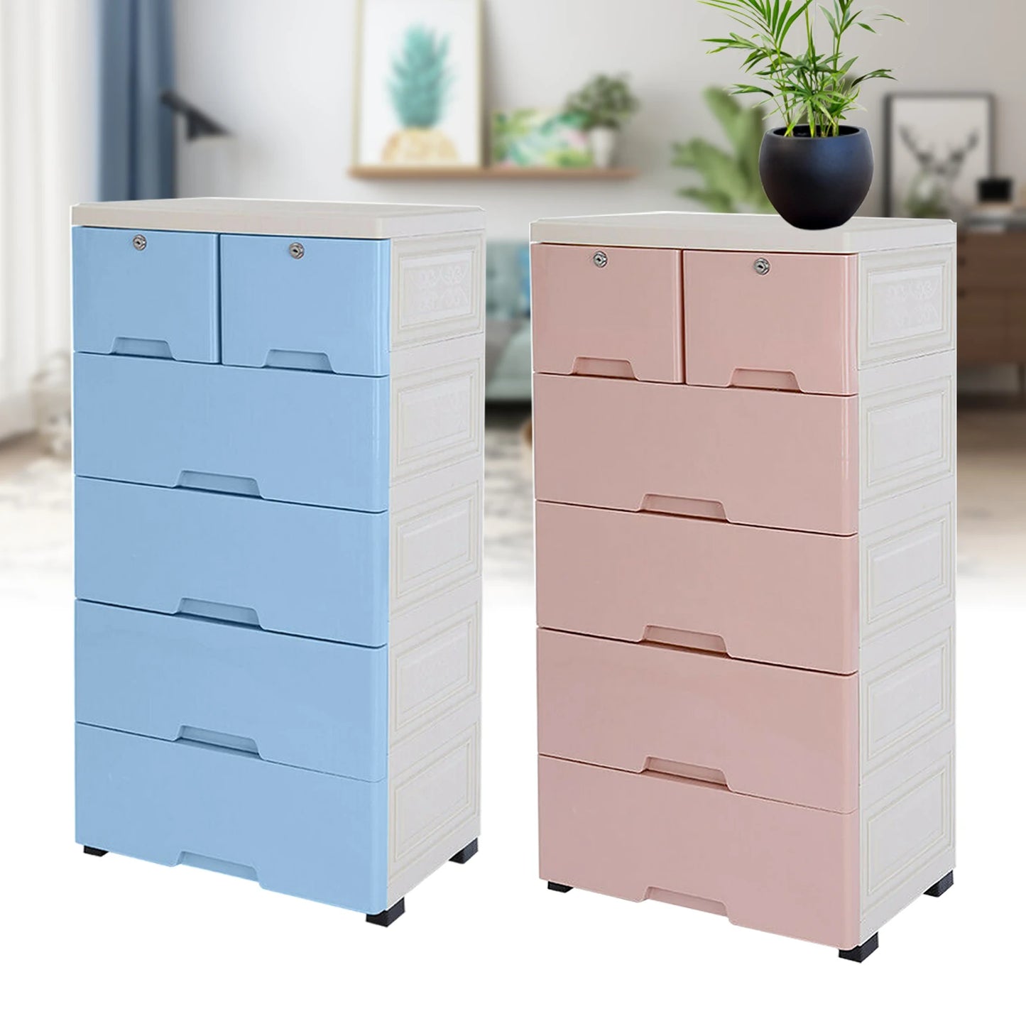 Classic 6-Drawer Plastic Dresser Storage Tower