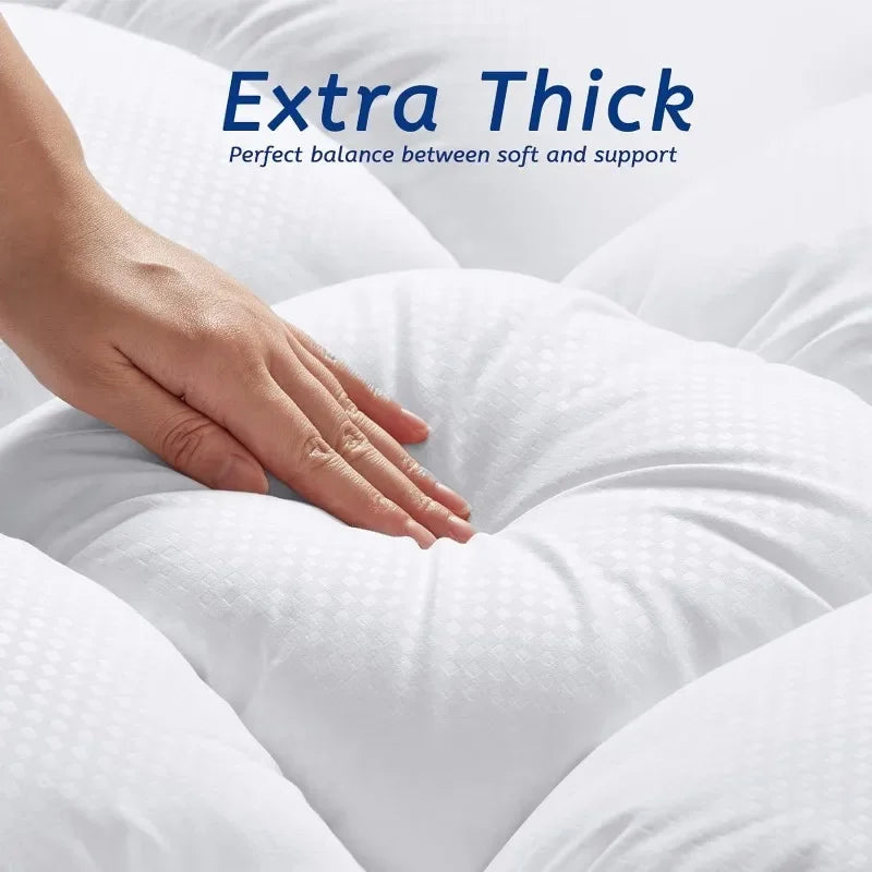 Down filled Mattress Topper for Back Pain, Cooling Extra Thick Pad