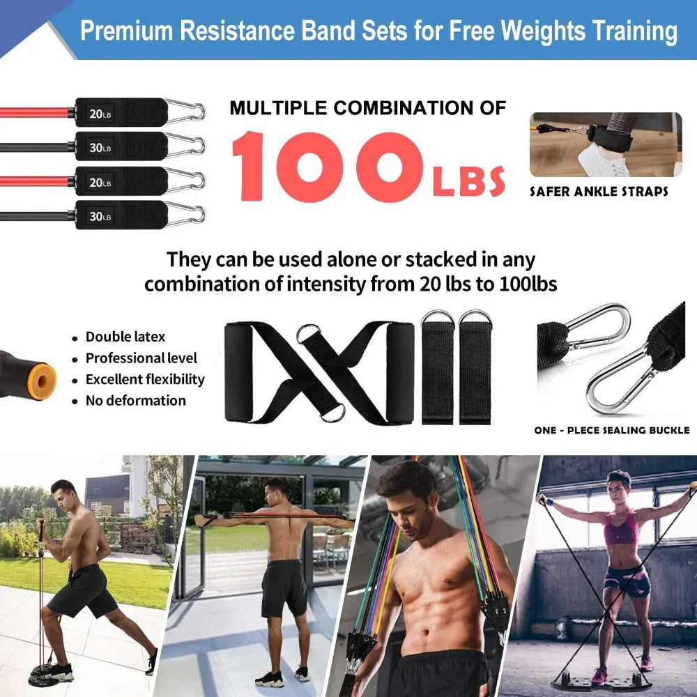 Multi-Functional Push Up Board with Resistance Bands, Portable.