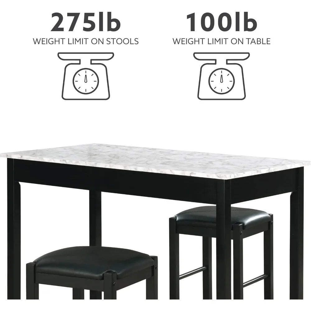 Artificial Marble Kitchen Table and Chair Set for 2