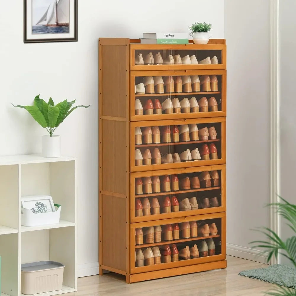 9 Tier Bamboo Free Standing Shoe Rack/Home Cabinet